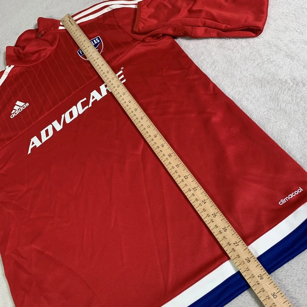 FC Dallas Shirt Mens Medium Red MLS Soccer Adidas ClimaCool Training 1/4 Zip